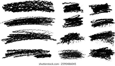 rough chalk and charcoal tracing set. handmade. vector