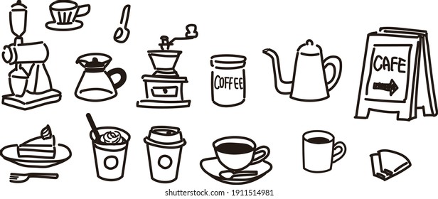 Rough coffee cafe icon set