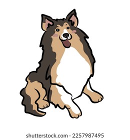 Rough Collie dog cartoon vector illustration	