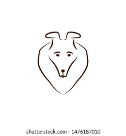 Rough collie icon. One of the dog breeds hand draw icon
