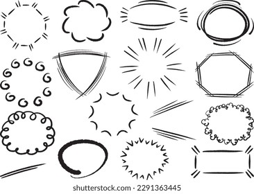 Rough and comical hand-drawn speech bubble frame set 02