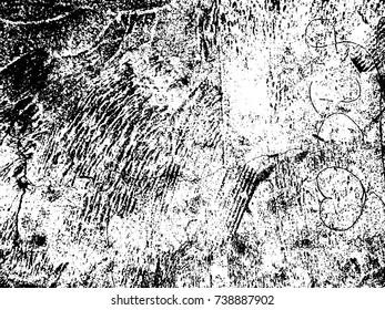 Rough concrete wall texture. Grainy stone black and white vector background. Distressed vector overlay for vintage design. Obsolete asphalt texture. Scratched stone grungy background. Old wall