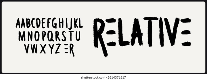 Rough condensed brush vector font. Alphabet uppercase and variation with texture and grunge style.