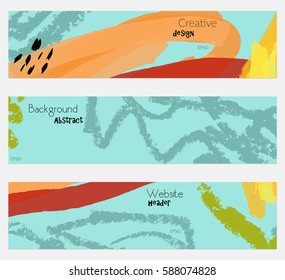 Rough crayon texture blue banner set.Hand drawn textures creative abstract design. Website header social media advertisement sale brochure templates. Isolated on layer