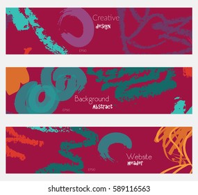 Rough crayon texture green red banner set.Hand drawn textures creative abstract design. Website header social media advertisement sale brochure templates. Isolated on layer