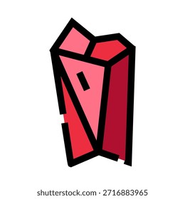 Dibujo de cristal rojo de corte áspero con contornos audaces y ángulos facetados, icono de piedra preciosa de rubí estilizado sobre fondo blanco que sugiere geología, lujo, tesoro y valor