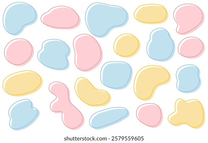 Rough and cute hand-drawn shape set (pastel colors)