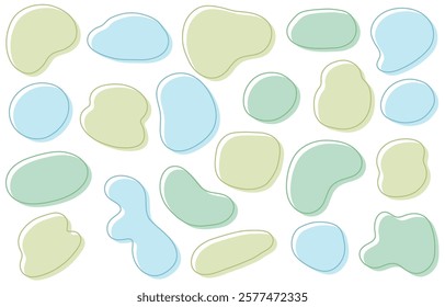 Rough and cute hand-drawn style speech bubble set (cool colors)