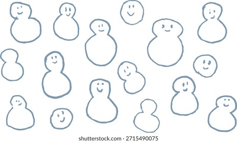 Doodle lindo áspero del muñeco de nieve en el fondo blanco. Vector de ilustración dibujado a mano.