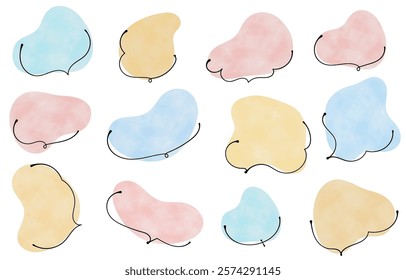 
Rough and cute watercolor style speech bubble set (pastel colors)
