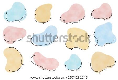 
Rough and cute watercolor style speech bubble set (pastel colors)