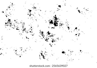 Rough and damaged black grunge texture isolated on white background. Rough texture of black paint scratches for design elements. Vector illustration