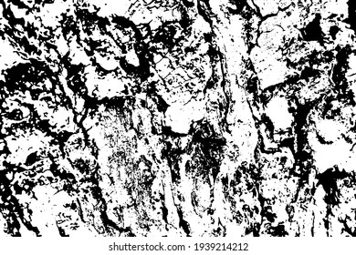 Rough and dark wooden structure, black and white vector texture.Wooden board texture vector on transparent background. Old tree trunk ornament. Cracked wooden bark textured overlay for vintage effect.