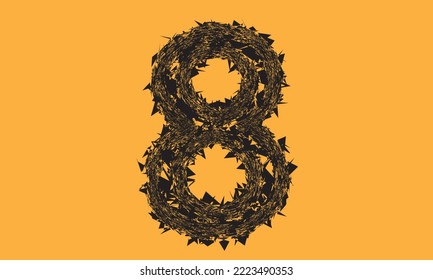 rough design of number 8 on orange background