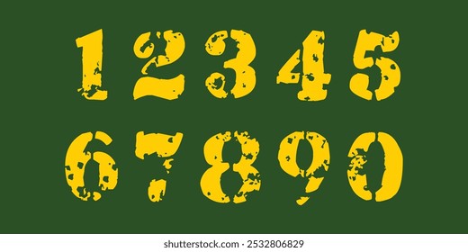 Rough dirty number style creative vector shapes' numerals. font alphabet vector illustrations.