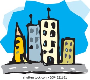 Rough Draft City Building Tower Street Icon Vector Isolated