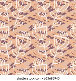 Rough drawn flower.Abstract seamless pattern. Universal bright background for greeting cards, invitations. Had drawn ink and marker watercolor texture.