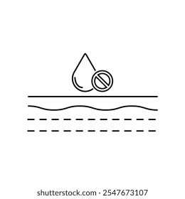 Rough Dry Sensitive Skin Treatment Outline Pictogram. Dehydrated Skin Face Line Icon. Moisture Skincare. Water Drop Dehydration Concept Icon.