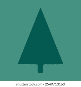 Rough edge Christmas tree green icon. A festive symbol is isolated on a light green background.