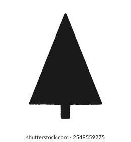 Rough edge Christmas tree silhouette icon. A festive symbol is isolated on a white background.