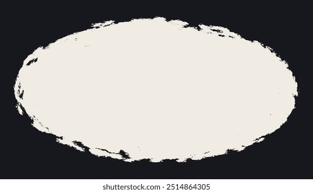 Rough edges oval frame vector. Grunge vintage oval paint stain silhouette with torn edges. Vector silhouette for stickers, banners for dark background