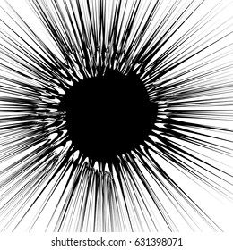 Rough, edgy textured geometric element. Abstract black and white shattered shape.