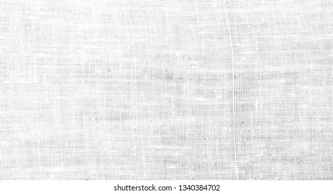 Rough fabric texture background. Black and white linen cloth pattern. Vector EPS10.