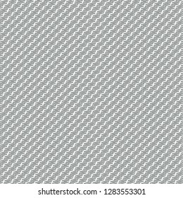Rough fabric texture with jagged oblique stripes. Monochrome graphic pattern composed of line fragments. Vector illustration.