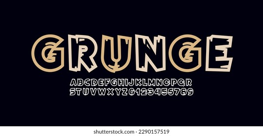 Rough font alphabet, hand drawn brush stroke letters, vector illustration 10EPS