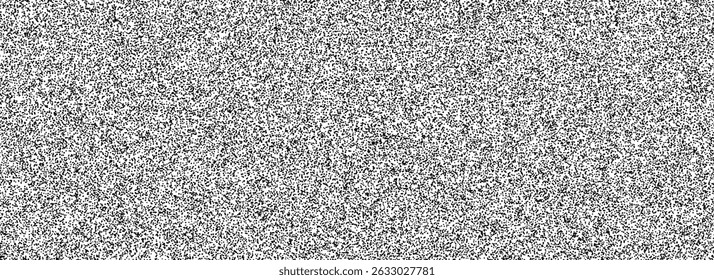 Rough grain snow overlay background. Black random noise texture. Abstract grungy grit dotted wallpaper. Distressed gritty dust backdrop with speckles, particles, drops, specks, flecks. Vector