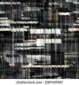 Rough grey, black and white surface Offset rectangles and strokes No gradient. Glitch pattern. Seamless texture. Abstract vector background for web page, banners backdrop, fabric, home decor, wrapping