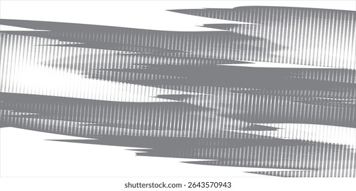 Rough grey brush strokes with spray texture. Hand drawn damaged vintage banner with thick zigzag lines. Rough thick brush strokes texture. Spray paint effect vector background.
