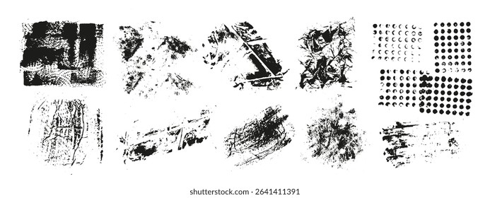 Rough grunge background. Black, grey dirty surface. Old wall imitation. Vector illustration. Brush strokes texture. 