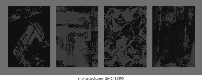 Rough grunge background. Black, grey dirty surface. Old wall imitation. Vector illustration. Brush strokes texture. 