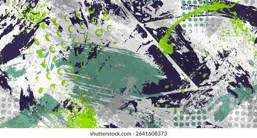 Rough grunge background. Black, grey dirty surface. Old wall imitation. Vector illustration. Brush strokes texture. Paint blots, brush strokes. 