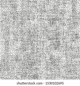 Rough grunge canvas texture. Old dirty fabric. Linen. Cover. Sack. Cloth. Tarpaulin. Monochrome. Vector illustration.