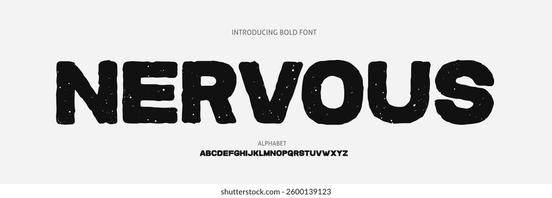 Rough Grunge Disstress Texture Bold Font. Vintage Retro Classic Military Font. Uppercase, nervous, dirty bold font, simple design, vector illustration 