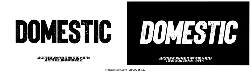Rough Grunge Disstress Texture Bold Font. Vintage Retro Classic Military Font. Uppercase, nervous, dirty bold font, simple design, vector illustration 