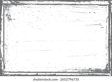 Ruw grunge frame met vervaagde rand en krassen. Abstracte rechthoekige overlay-structuur. Geweldig voor posterillustraties en achtergrondvisuals.
