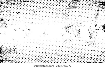 Rough Grunge Gritty Vector Halbton Muster Punkte mit transparentem Hintergrund Distressed Spilled Ink Overlay Design