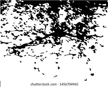 Rough grunge pattern design. Black dusty scratchy texture. Abstract grainy background. Splatter grungy overlay pattern design. Dry brush strokes. Vector illustration.  