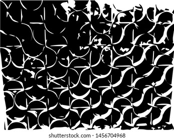 Rough grunge pattern design. Black dusty scratchy texture. Abstract grainy background. Splatter grungy overlay pattern design. Dry brush strokes. Vector illustration.  