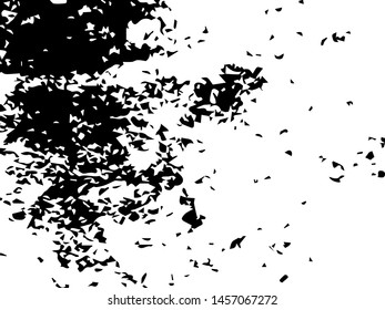 Rough grunge pattern design. Black dusty scratchy texture. Abstract grainy background.Splatter grungy overlay pattern design. Dry brush strokes. Vector illustration.  