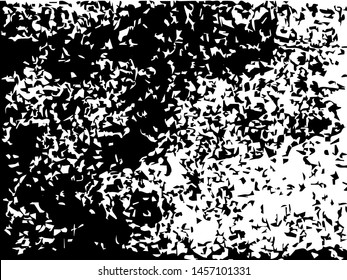 Rough grunge pattern design. Black dusty scratchy texture. Abstract grainy background.Splatter grungy overlay pattern design. Dry brush strokes. Vector illustration. 
