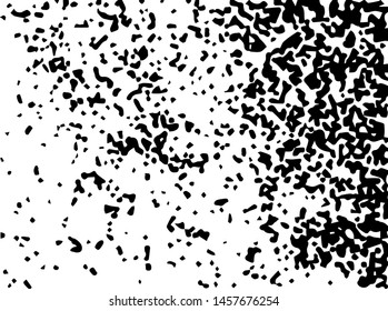 Rough grunge pattern design. Black dusty scratchy texture. Abstract grainy background.Splatter grungy overlay pattern design. Dry brush strokes. Vector illustration.  
