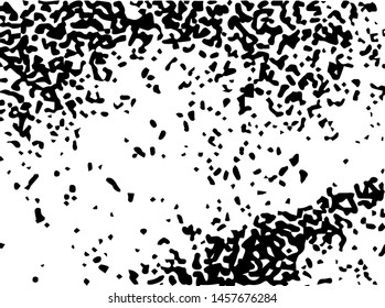 Rough grunge pattern design. Black dusty scratchy texture. Abstract grainy background.Splatter grungy overlay pattern design. Dry brush strokes. Vector illustration.  
