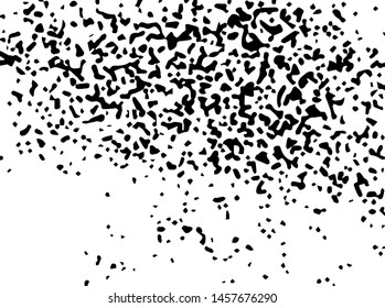 Rough grunge pattern design. Black dusty scratchy texture. Abstract grainy background.Splatter grungy overlay pattern design. Dry brush strokes. Vector illustration.  
