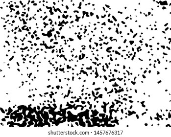 Rough grunge pattern design. Black dusty scratchy texture. Abstract grainy background.Splatter grungy overlay pattern design. Dry brush strokes. Vector illustration.  
