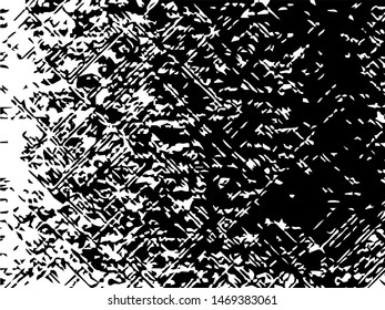 Rough grunge pattern design. Black dusty scratchy texture. Abstract grainy background.Splatter grungy overlay pattern design. Dry brush strokes. Vector illustration.  