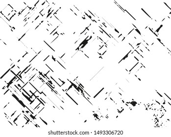 Rough grunge pattern design. Black dusty scratchy texture. Abstract grainy background.Splatter grungy overlay pattern design. Dry brush strokes. Vector illustration.  